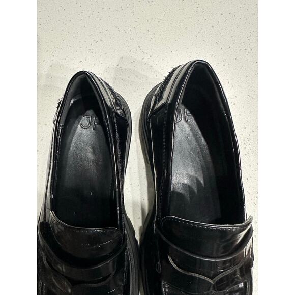 Just Fab Women’s Loafers Collette Paton Black 8 Chunky Alligator Grunge Goth - Picture 6 of 11